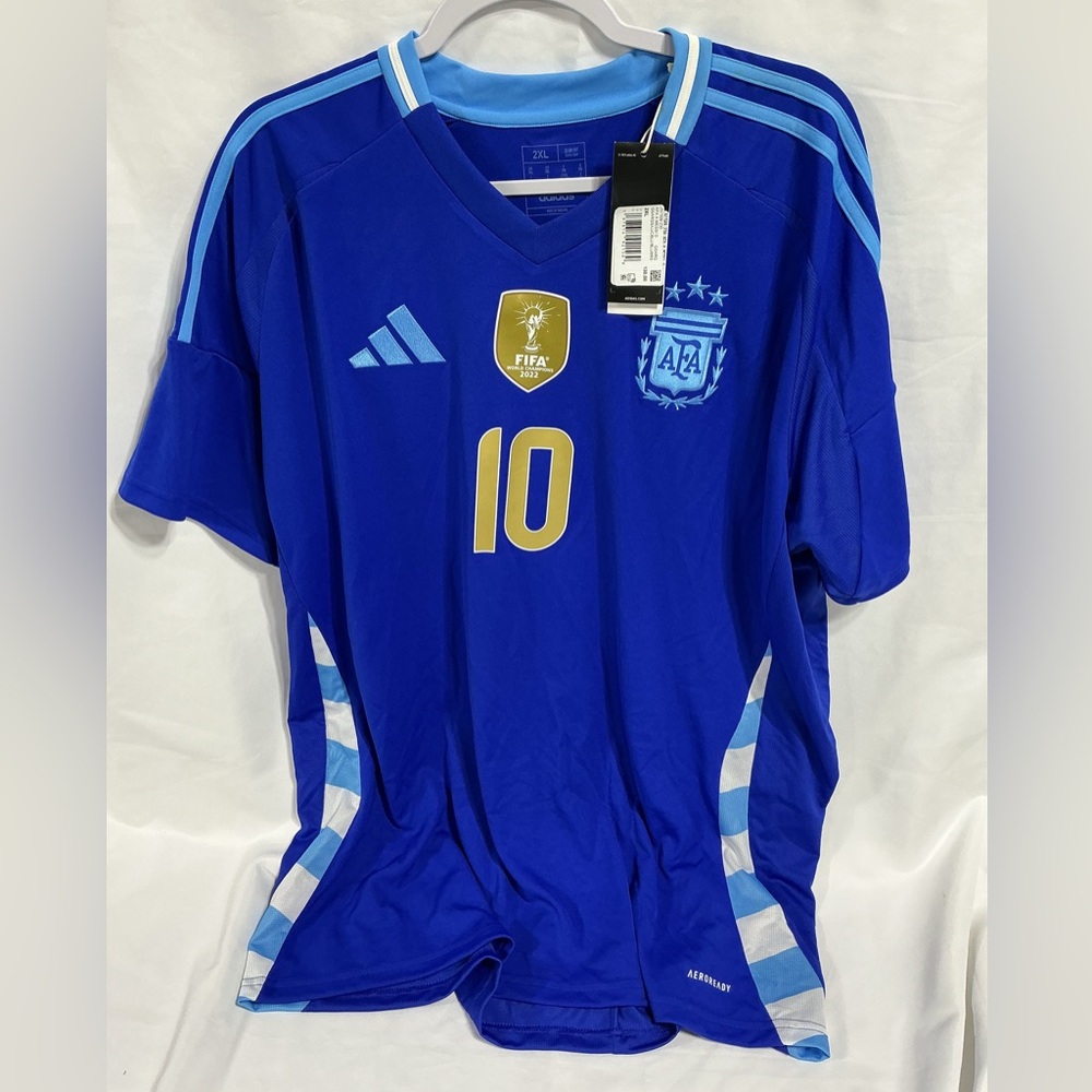 adidas Men’s Blue Argentina #10 Football Jersey with Gold Accents